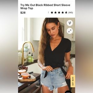 Lulu’s black ribbed tie front top